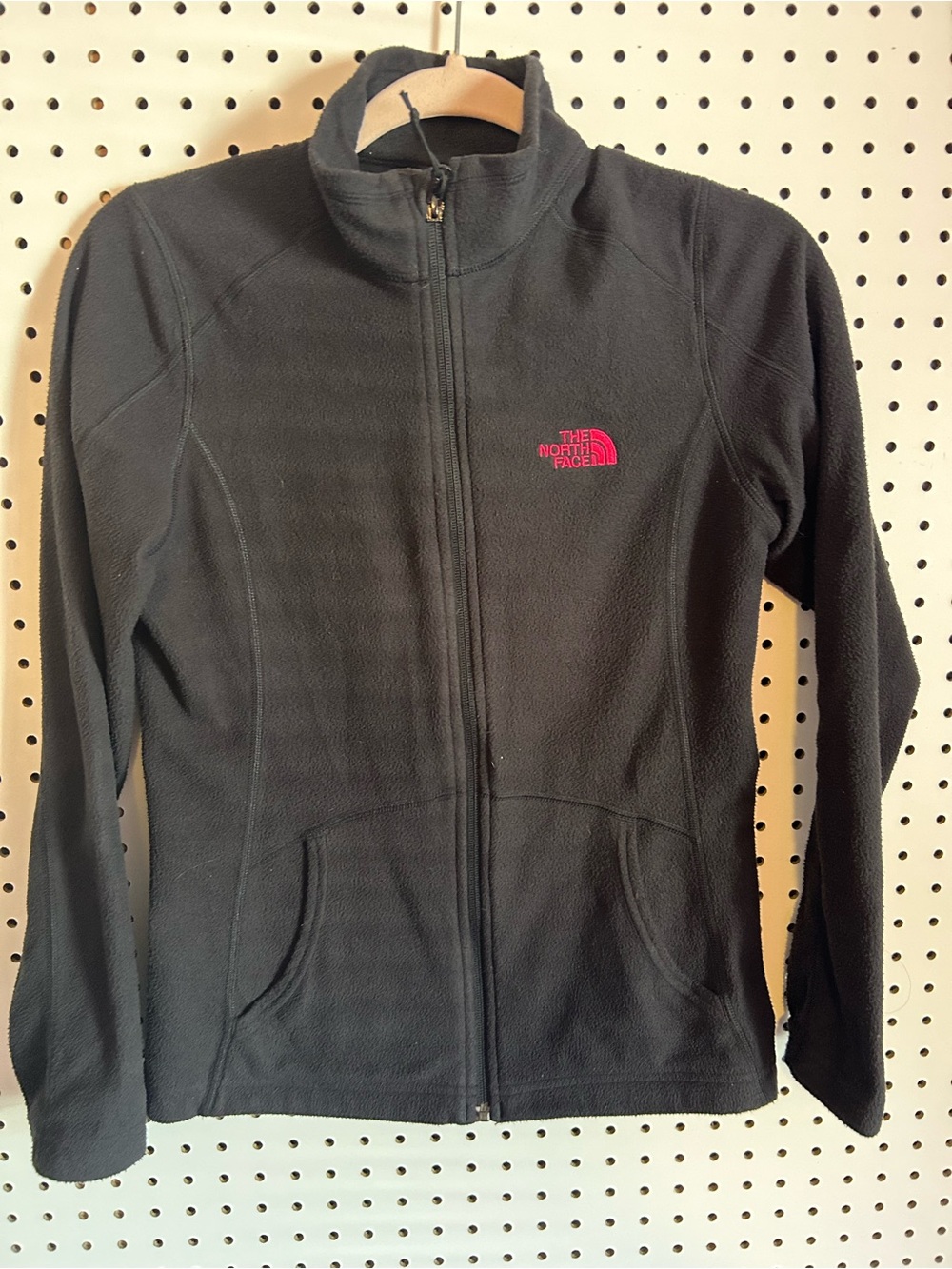 The North Face Black Fleece Full-Zip Jacket with Pink Logo